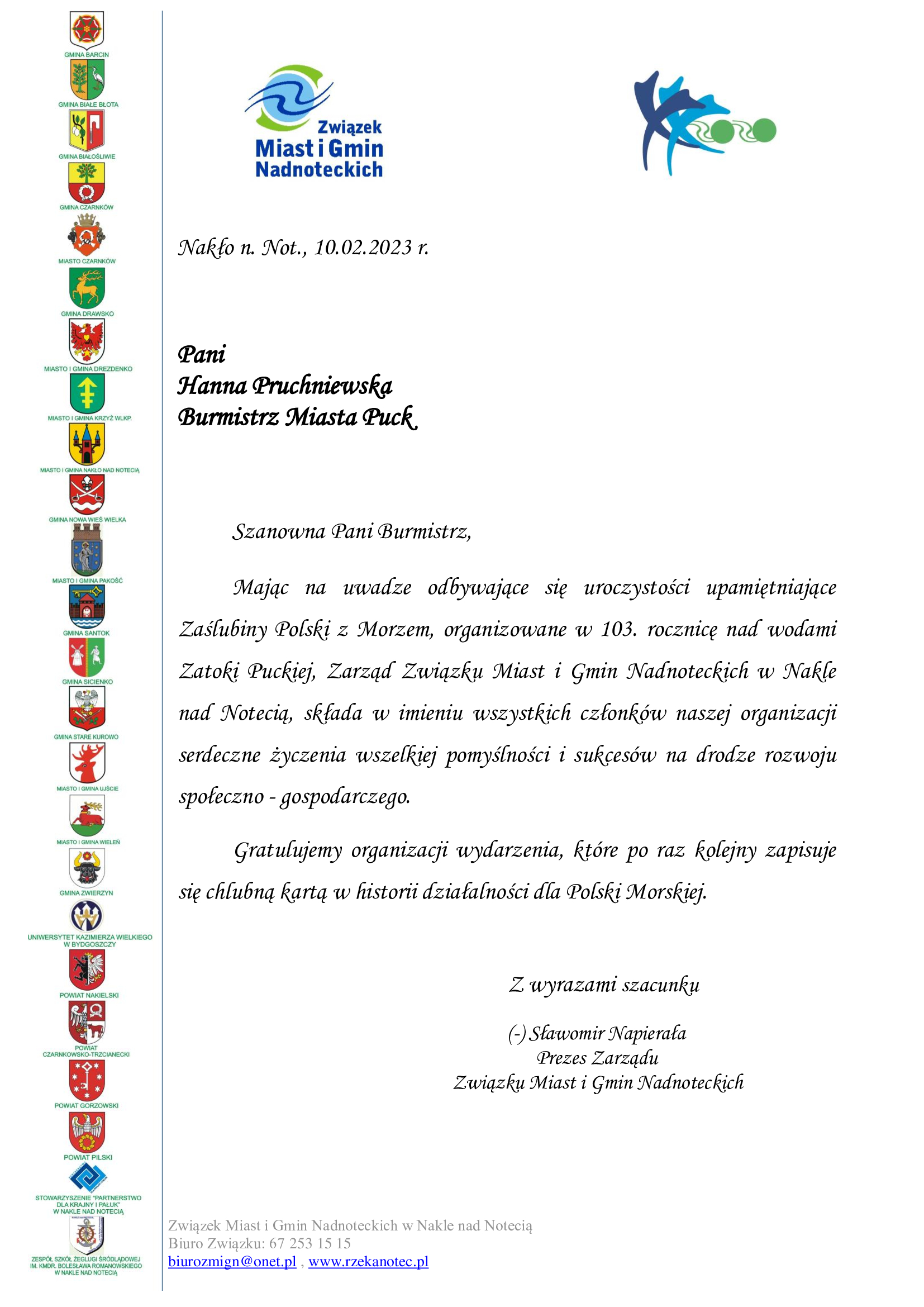 Puck 2023 list gratulacyjny